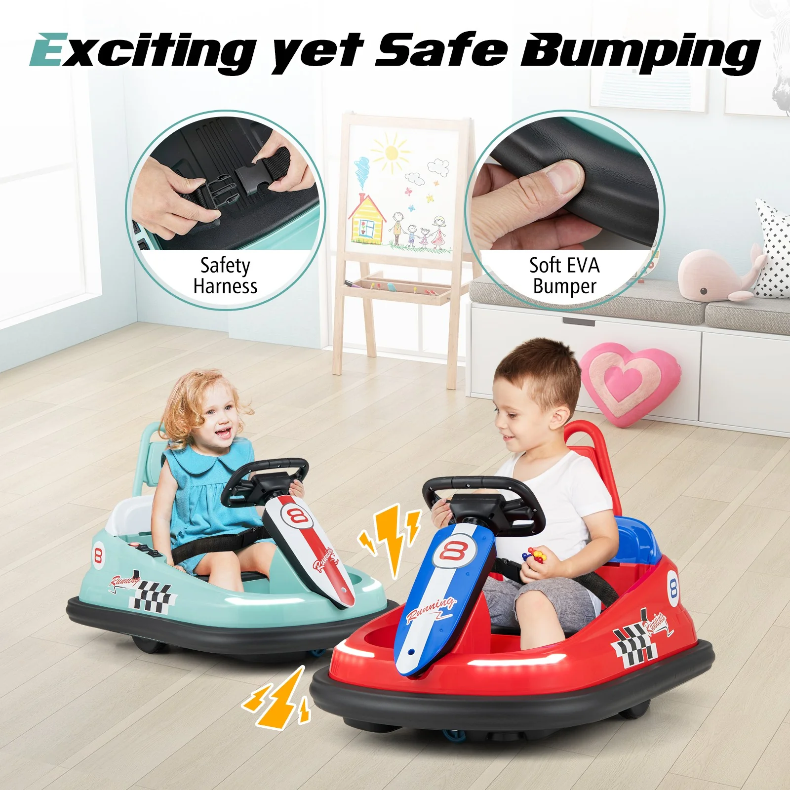6V Electric Kids Ride-On Bumper Car with 360-Degree Spinning, Dual Motors, 2 Speeds, Green - Image 6