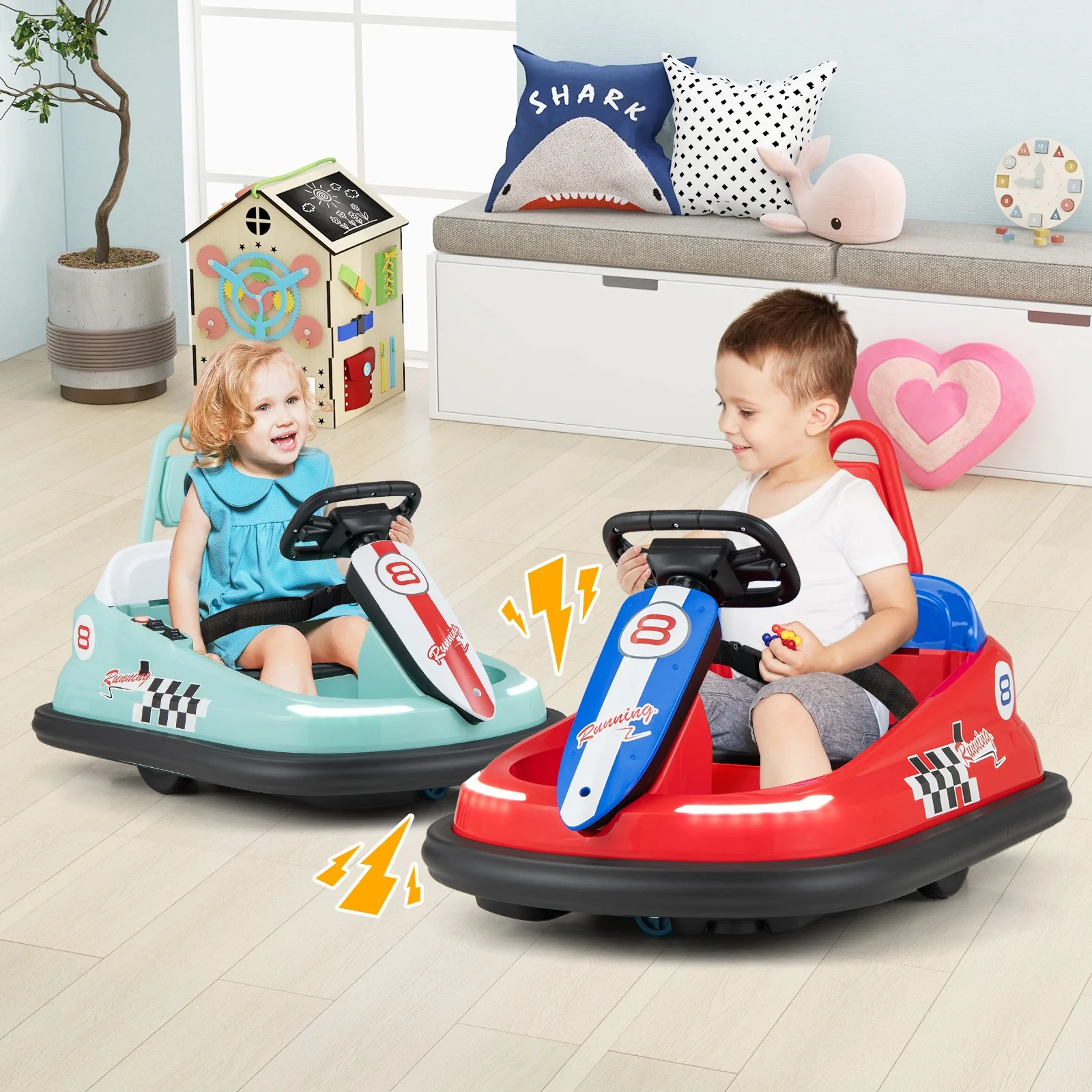 6V Electric Kids Ride-On Bumper Car with 360-Degree Spinning, Dual Motors, and 2 Speeds in Red - Image 3