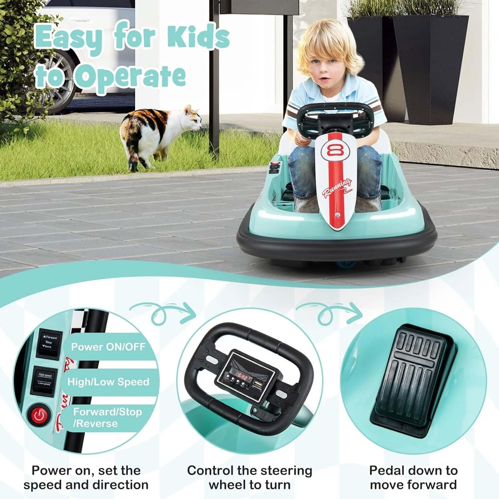 6V Electric Kids Ride-On Bumper Car with Spinning Dual Motors - Image 3