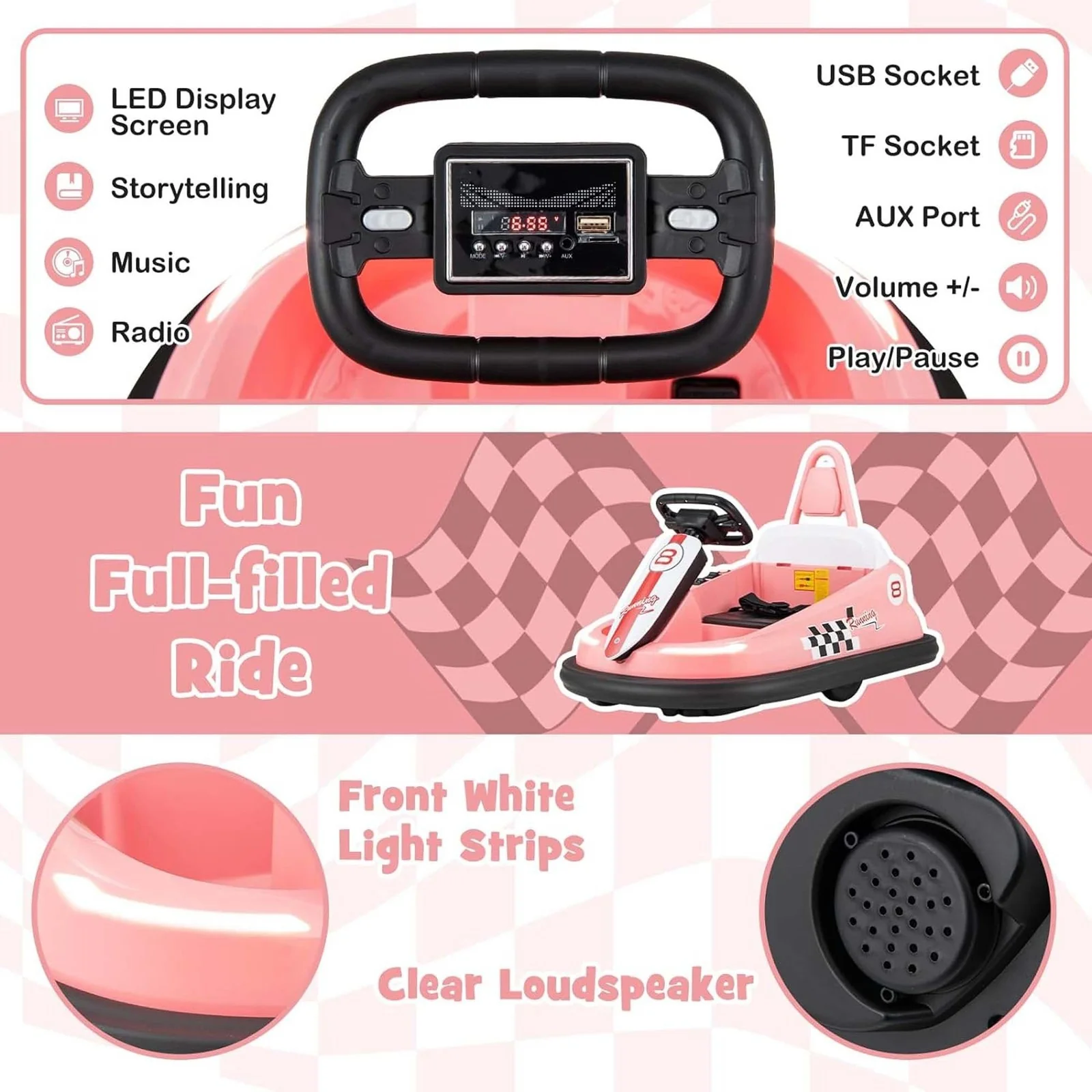 6V Electric Kids Ride-On Bumper Car with Spinning Dual Motors - Image 4