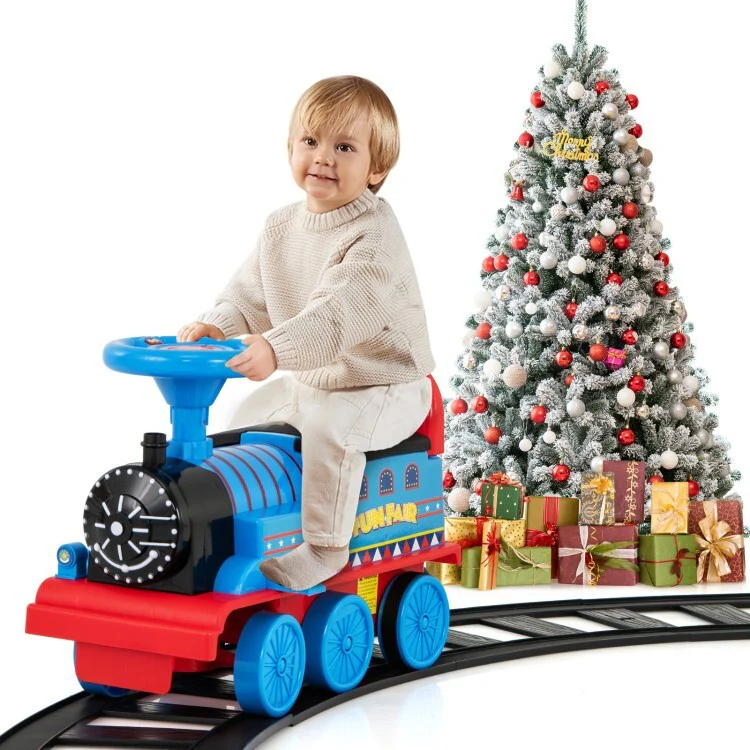 6V Electric Ride-On Car and Toddler Train Playset with 16 Track Pieces - 2-in-1 Kids Toy - Image 5