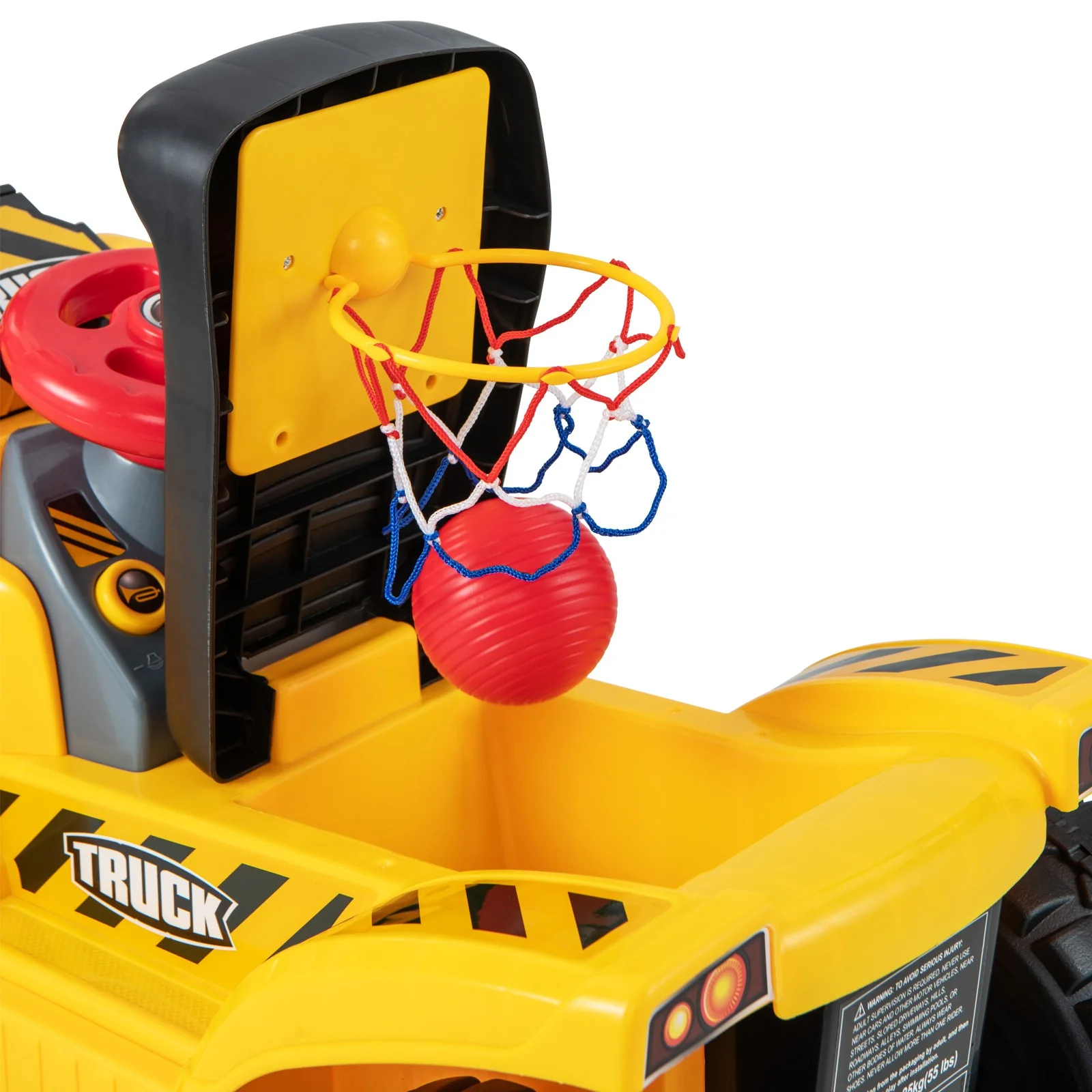 6V Electric Ride-On Excavator and Tractor Toy with Basketball Hoop for Kids - Image 11