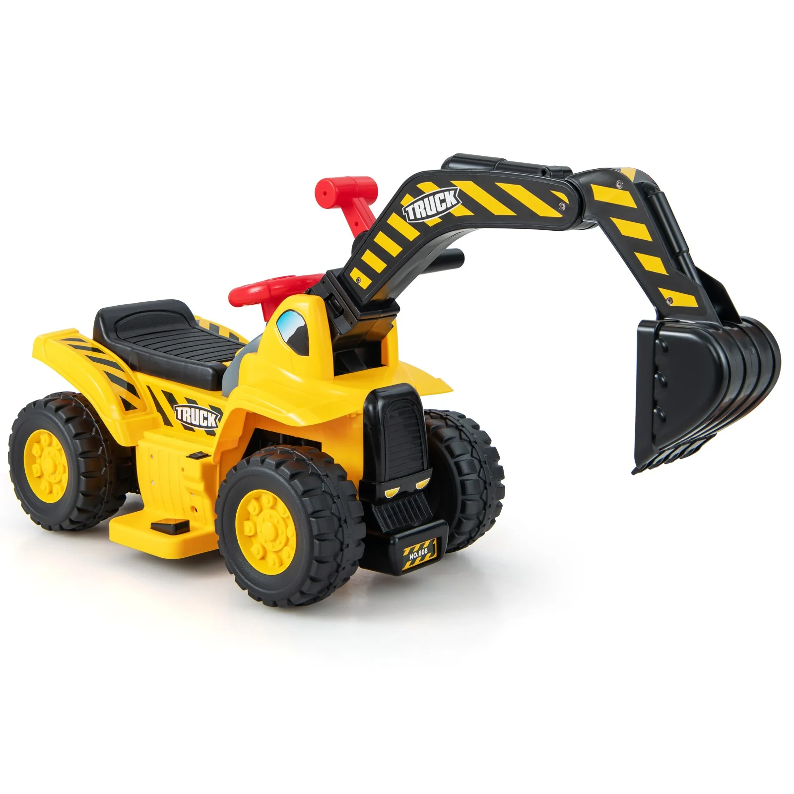 6V Electric Ride-On Excavator and Tractor Toy with Basketball Hoop for Kids - Image 12