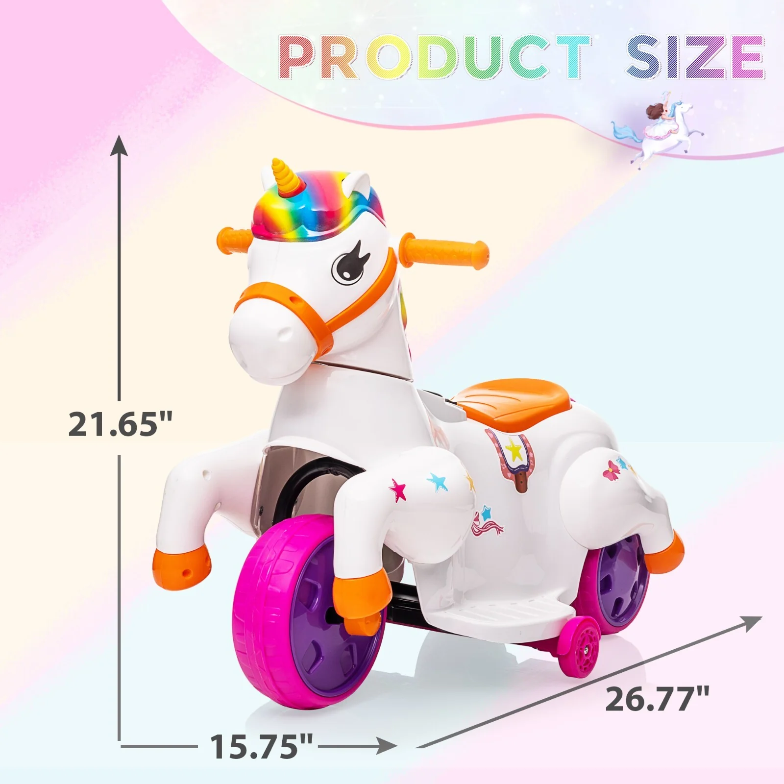 6V Battery-Powered Electric Unicorn Ride-On Car with Music for Toddlers - Image 9