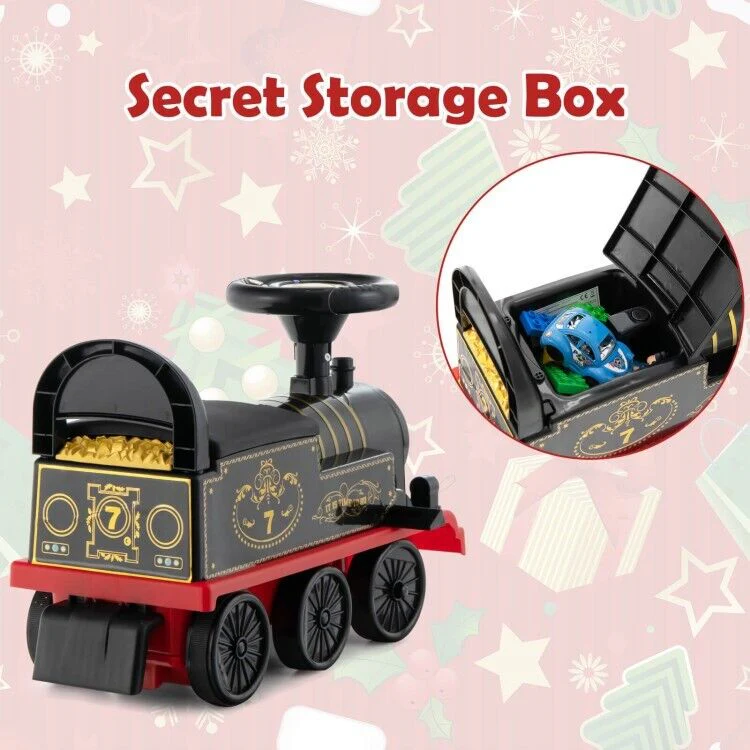 6V Electric Kids Ride On Train with Track & 6 Wheels - Black - Image 3