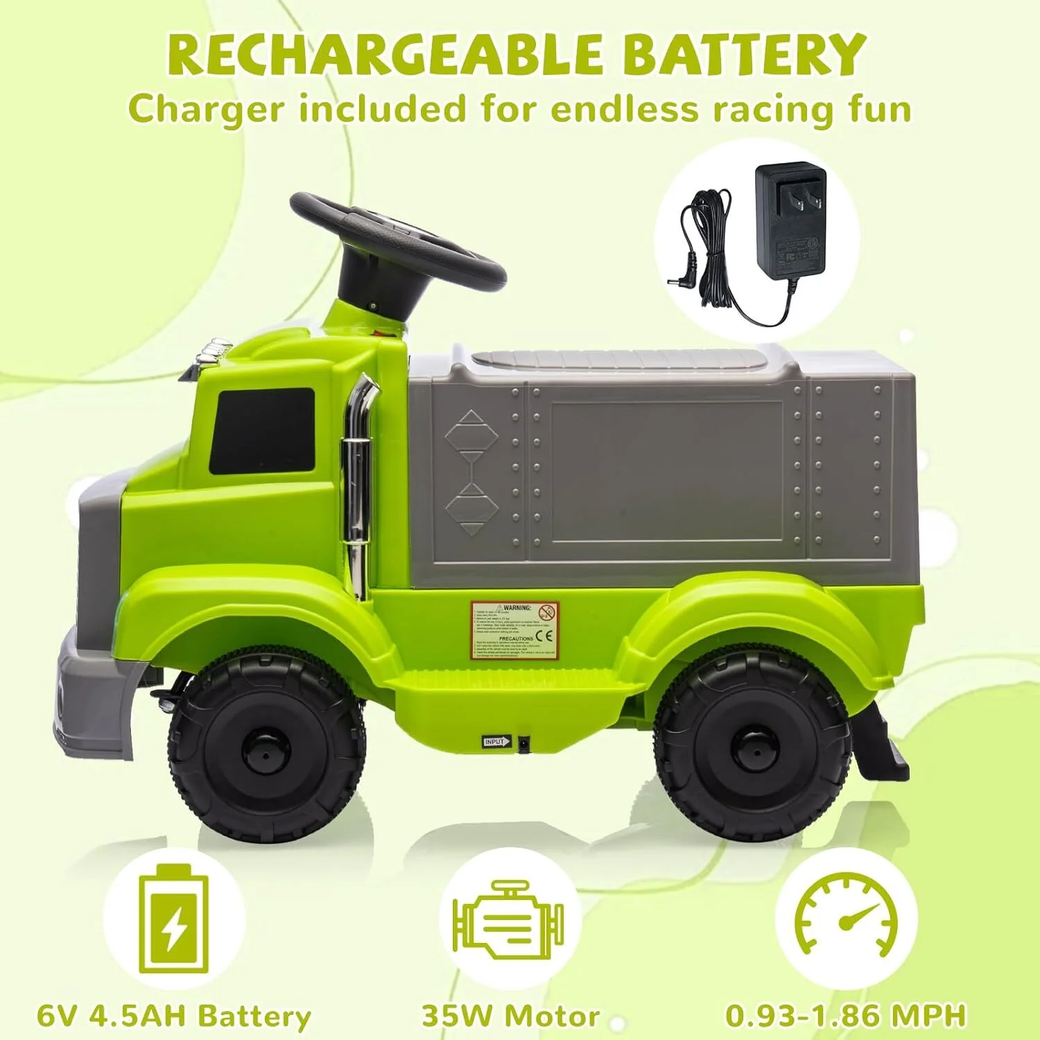 6V Electric Ride-On Toy Car for Kids with Dual Headlights, 5 LED Lights, Music, and Storage - Image 5