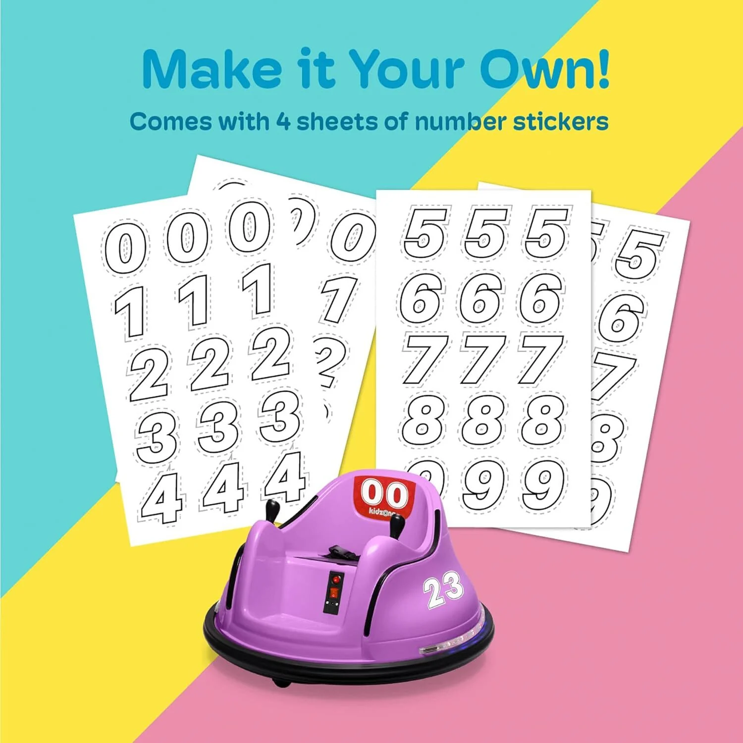 6V Electric Ride-On Bumper Car with DIY Stickers for Kids and Toddlers Ages 1.5-6 Years - Image 4