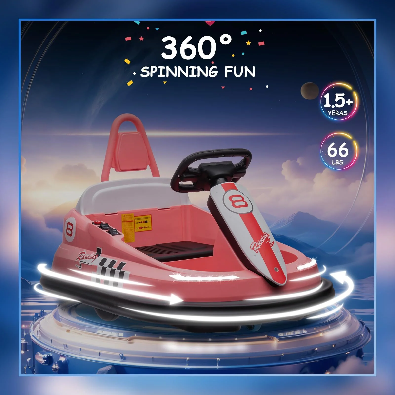 6V Electric Ride-On Kids Bumper Car with 360 Degree Spin Music and Bluetooth for Toddlers - Image 10