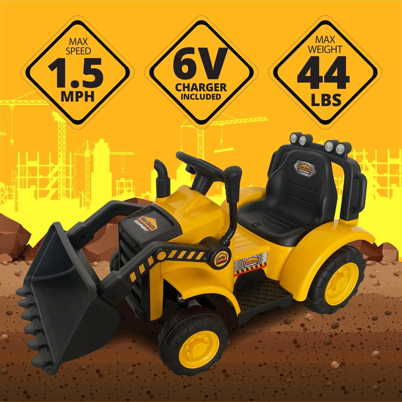 6V Front Loader Ride-On Toy for Toddlers 18-36 Months, Supports up to 44 lbs - Image 5