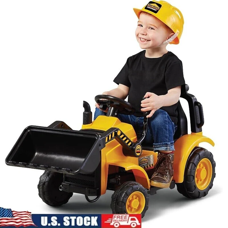 6V Frontloader Ride-On Toy for Toddlers 18-36 Months with Working Bucket and Hard Hat