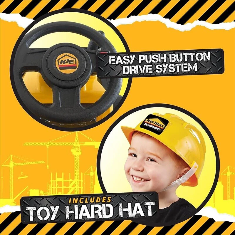 6V Frontloader Ride-On Toy for Toddlers 18-36 Months with Working Bucket and Hard Hat - Image 3