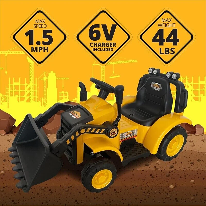 6V Frontloader Ride-On Toy for Toddlers 18-36 Months with Working Bucket and Hard Hat - Image 5