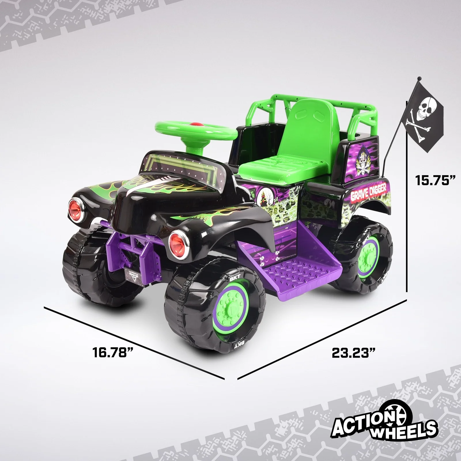 6V Ride-On Monster Truck with Grave Digger Design and Monster Jam Graphics for Kids - Image 6