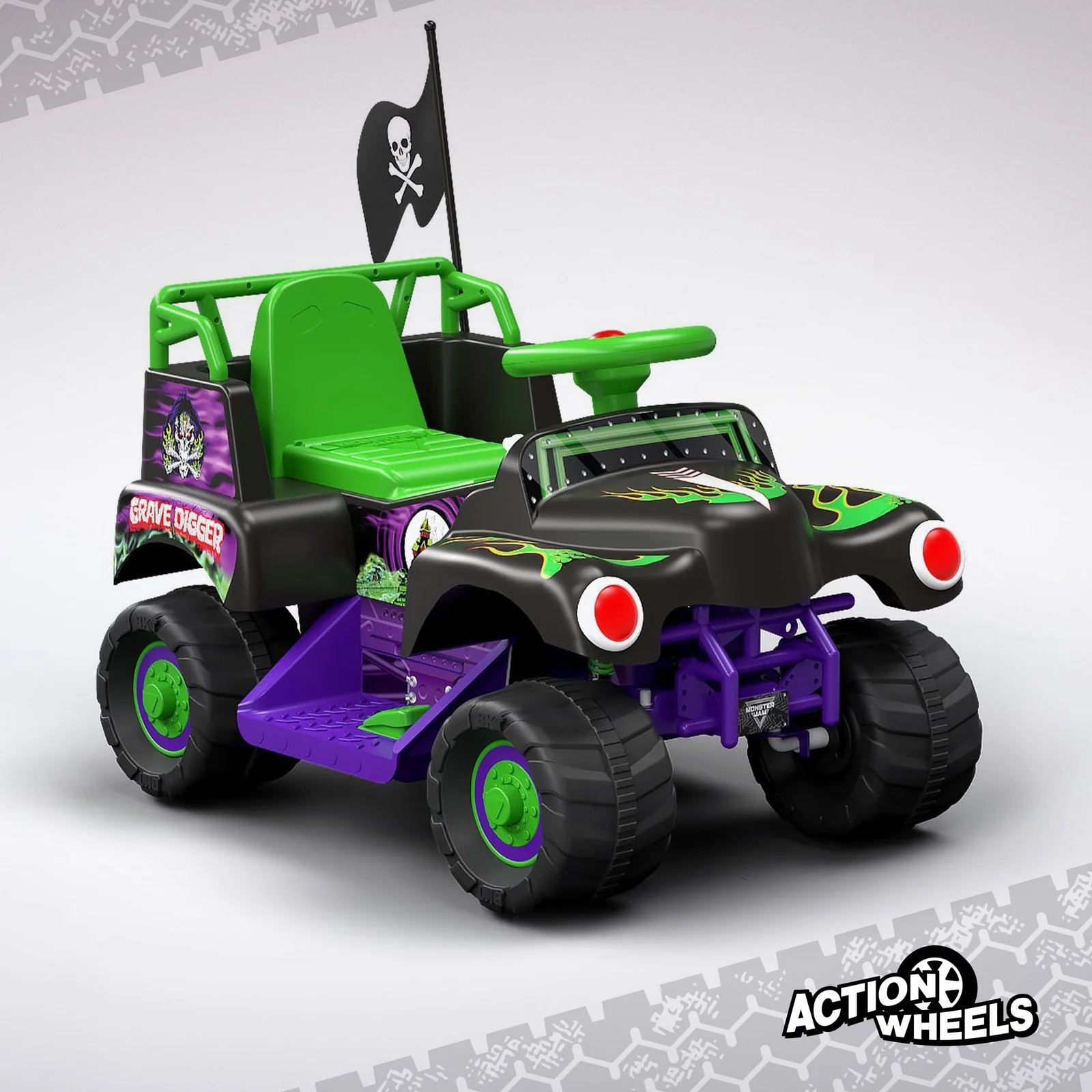 6V Ride-On Monster Truck with Grave Digger Design and Monster Jam Graphics for Kids - Image 7