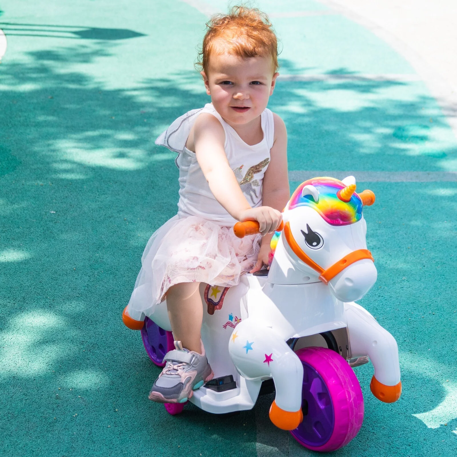 6V Electric Unicorn Ride-On Car with Music and Rocking Horse Feature for Kids - Image 13
