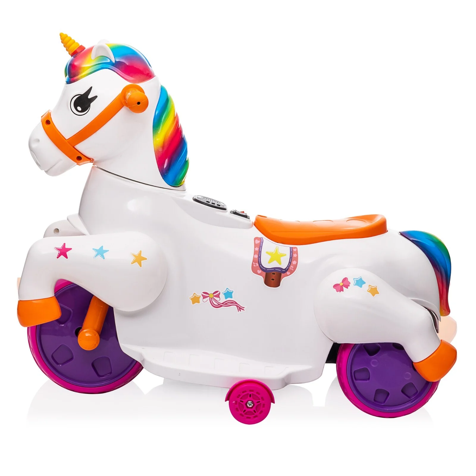 6V Electric Unicorn Ride-On Car with Music and Rocking Horse Feature for Kids - Image 4