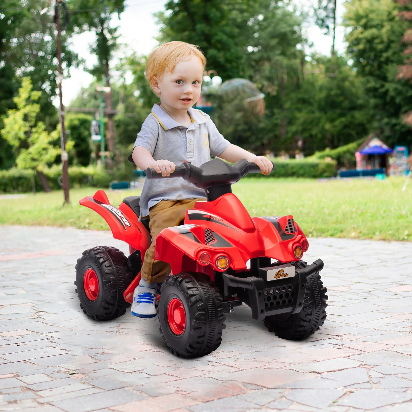 6V Red Kids 4-Wheeler ATV Quad Car with Music for Ages 2-6 Years