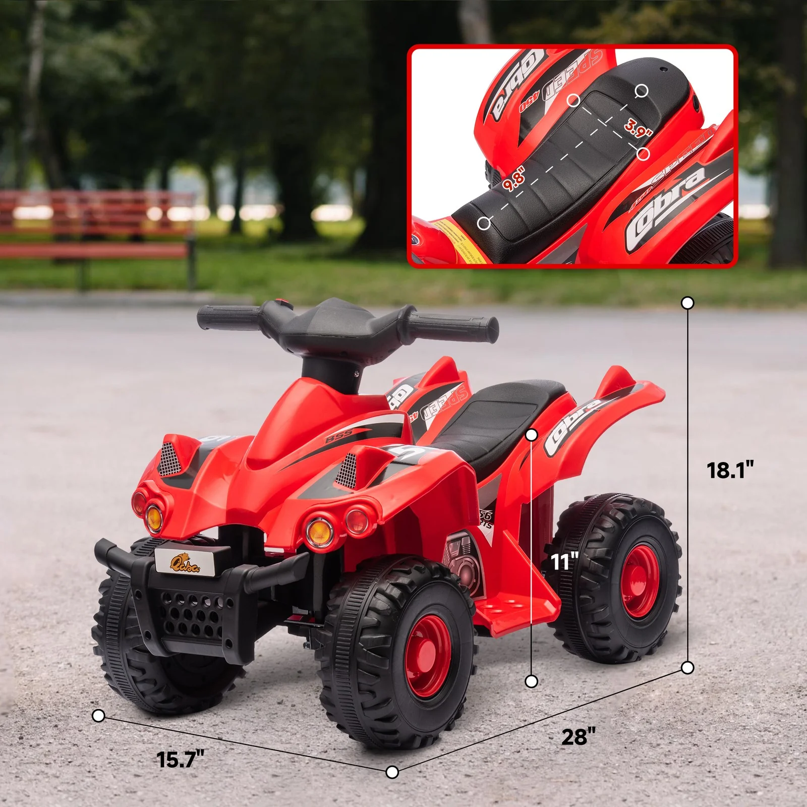 6V Red Kids 4-Wheeler ATV Quad Car with Music for Ages 2-6 Years - Image 2