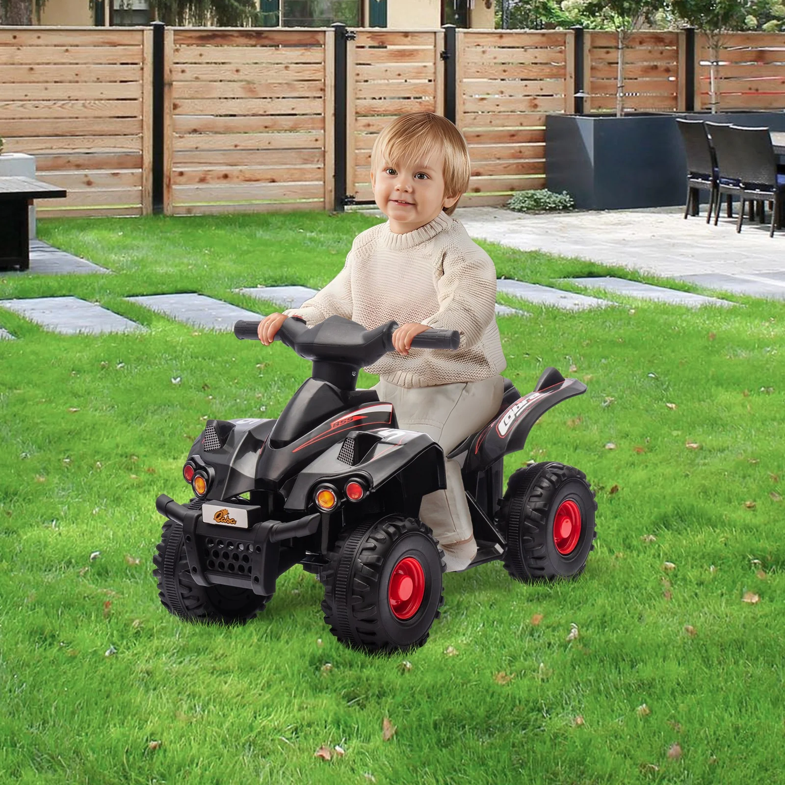 6V Kids ATV 4-Wheeler Quad Car with Music and Forward Drive for Ages 2-6 Years Black - Image 9