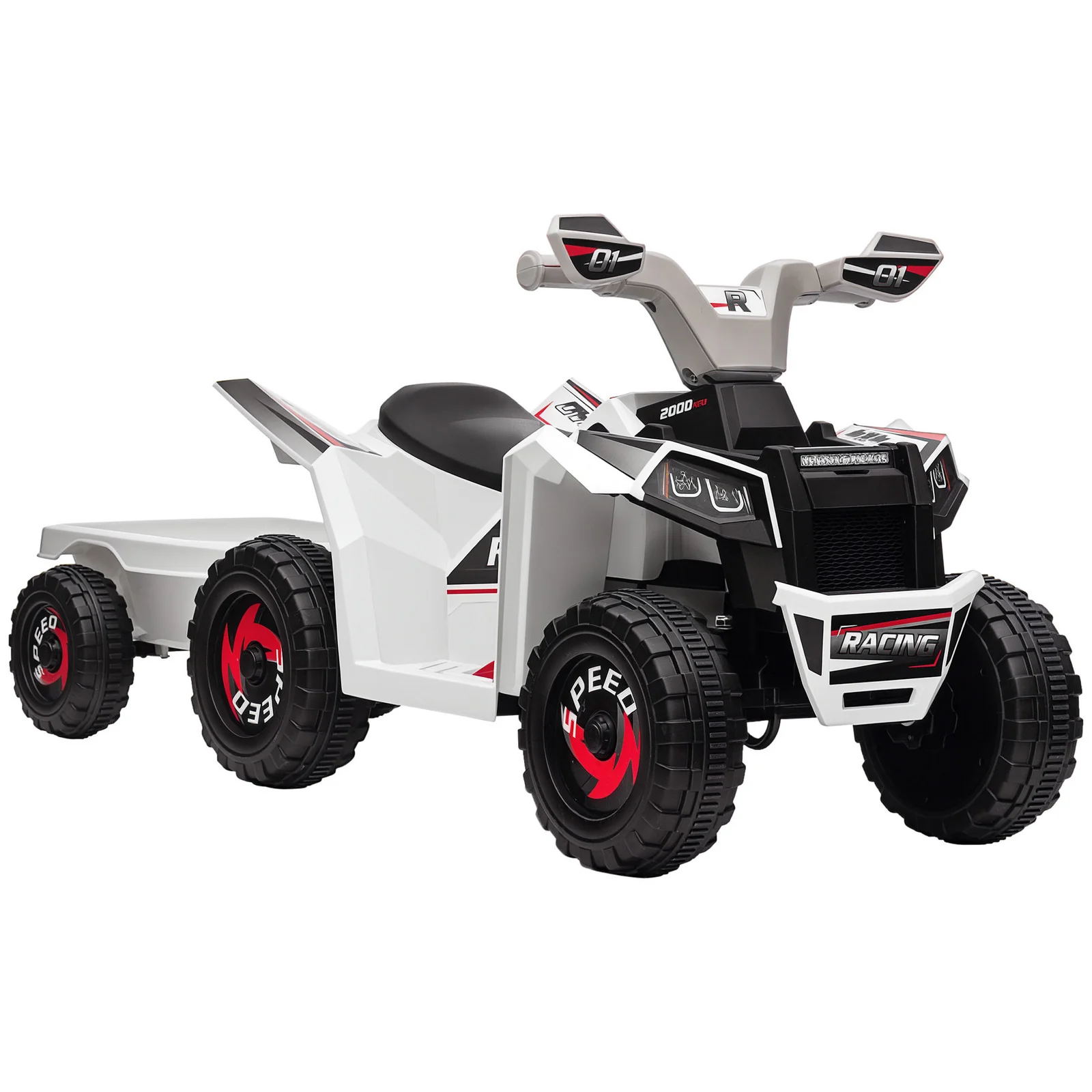 6V Kids ATV Quad Car with Back Trailer, Forward and Backward Movement, Music - Image 12