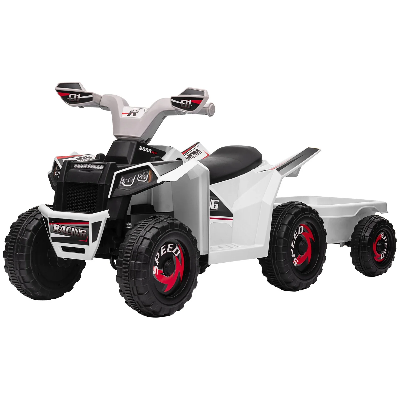 6V Kids ATV Quad Car with Back Trailer, Forward and Backward Movement, Music - Image 4