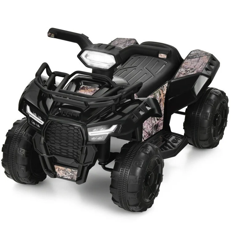 6V Electric Kids ATV Ride-On Quad Toy Car for Toddlers with LED Lights and MP3 Player Black - Image 2