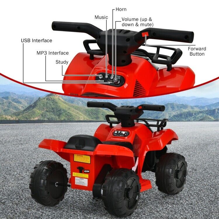 6V Kids ATV Quad Electric Ride On Car with LED Light & MP3 Player - Perfect Gift for Toddlers - Image 9