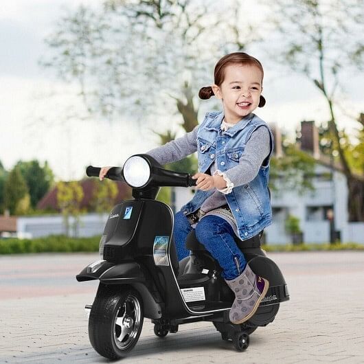 6V Kids Black Vespa Scooter Motorcycle for Toddlers - Image 2