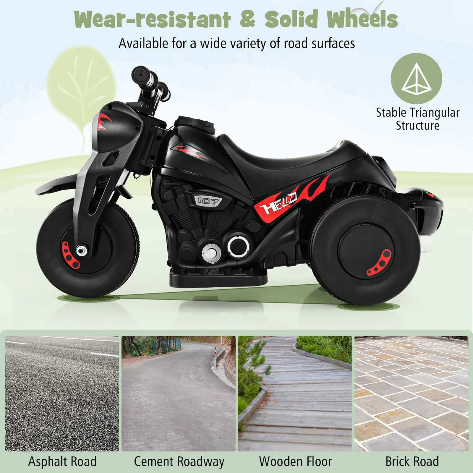 6V Electric Kids Ride-On Bubble Motorcycle with Music Button and Headlight, Black - Image 8