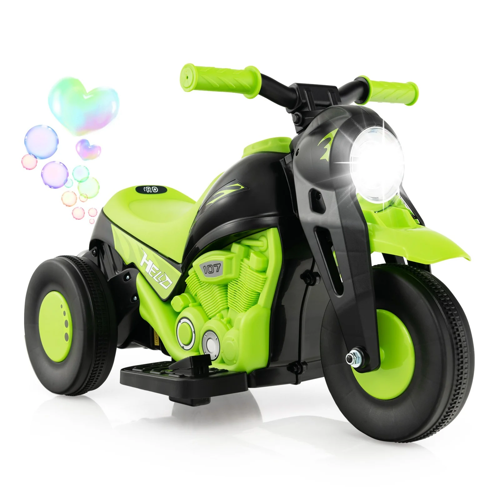 6V Kids Electric Ride-On Motorcycle with Bubble Blower, Music Button, and LED Headlight - Image 11