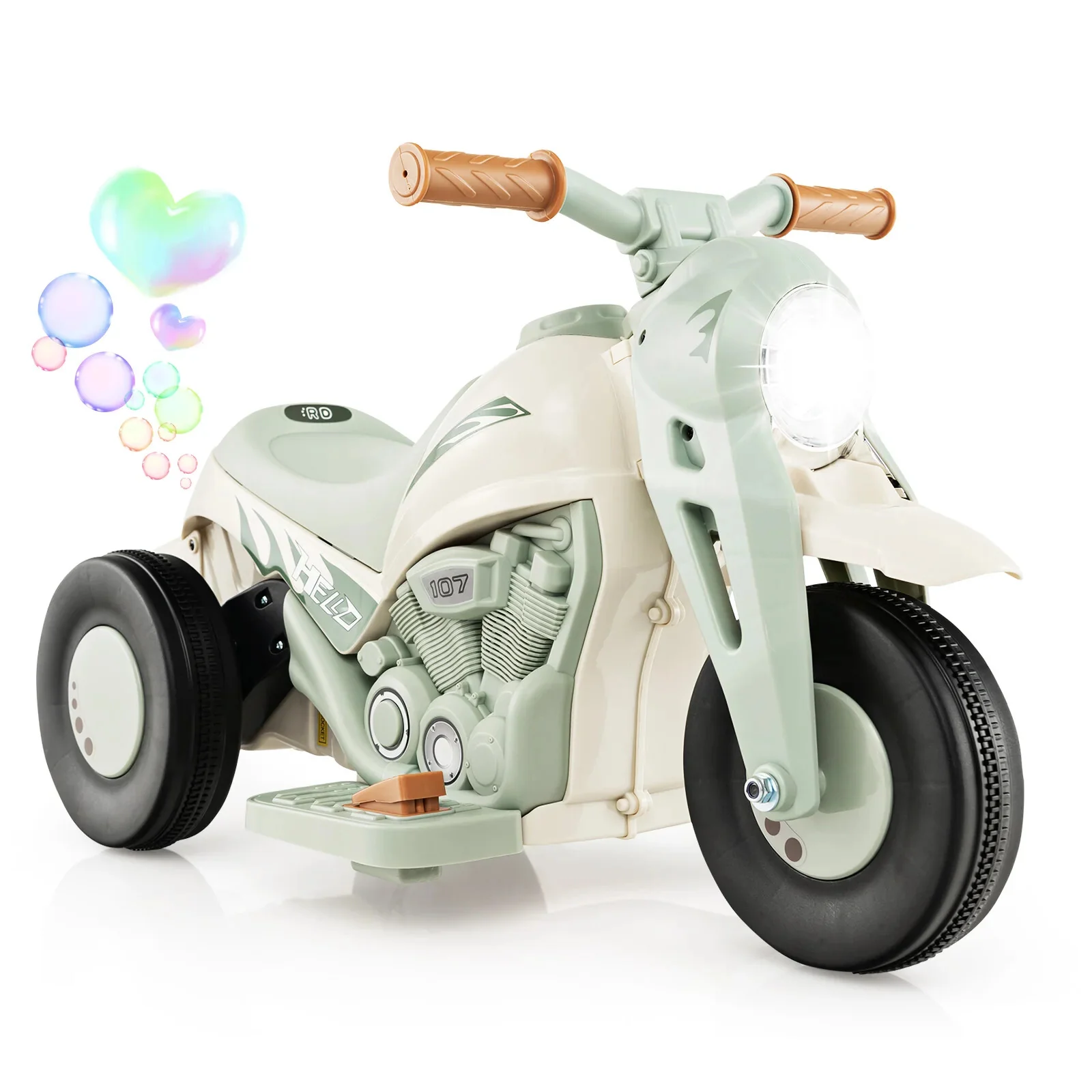 6V Kids Electric Ride-On Motorcycle with Bubble Blower, Music Button, and LED Headlight - Image 8