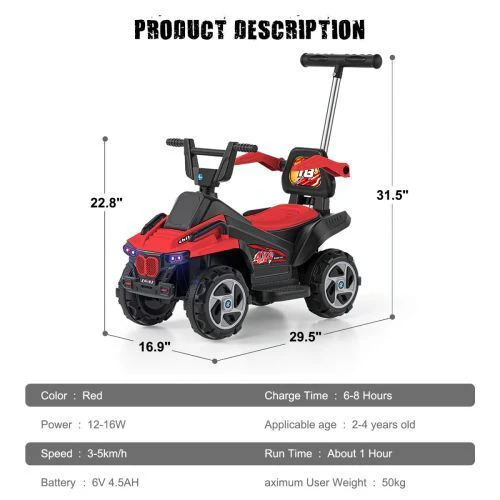6V Kids Electric ATV 4-Wheeler Car Toy with LED Headlights and Bluetooth Connectivity - Image 13