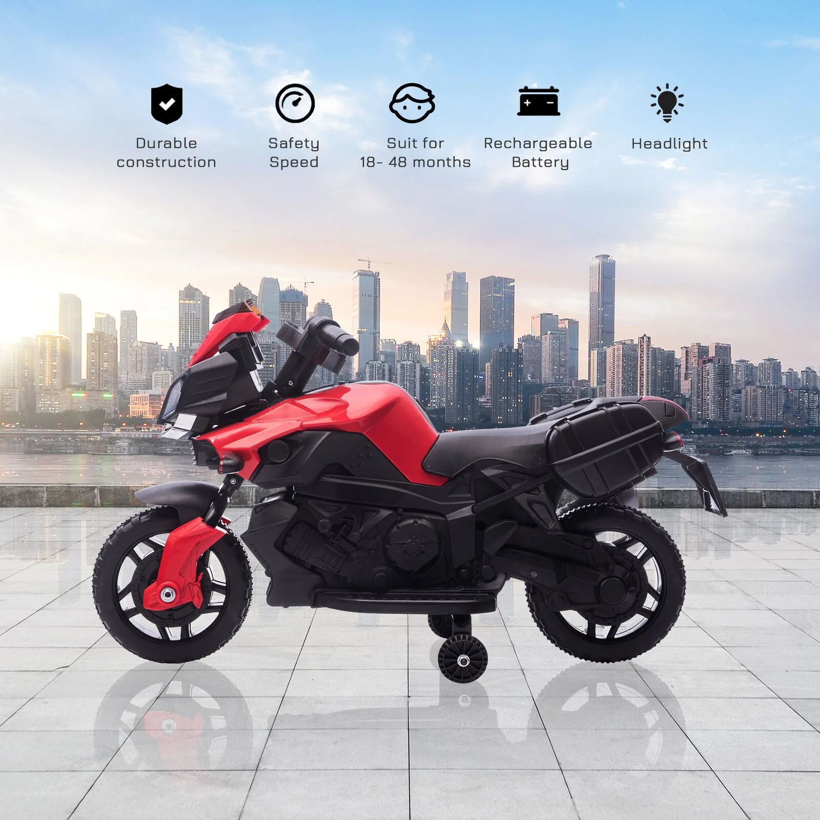 6V Kids Electric Motorcycle Ride-On Car with Training Wheels - Battery Powered Toy - Image 6