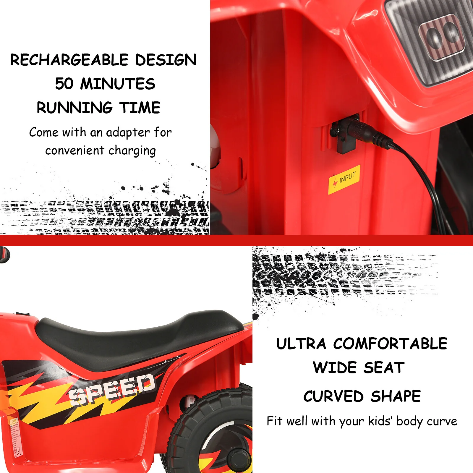 6V Electric Kids 4-Wheel ATV Ride-On Toy for Toddlers with Forward and Reverse – Red - Image 10