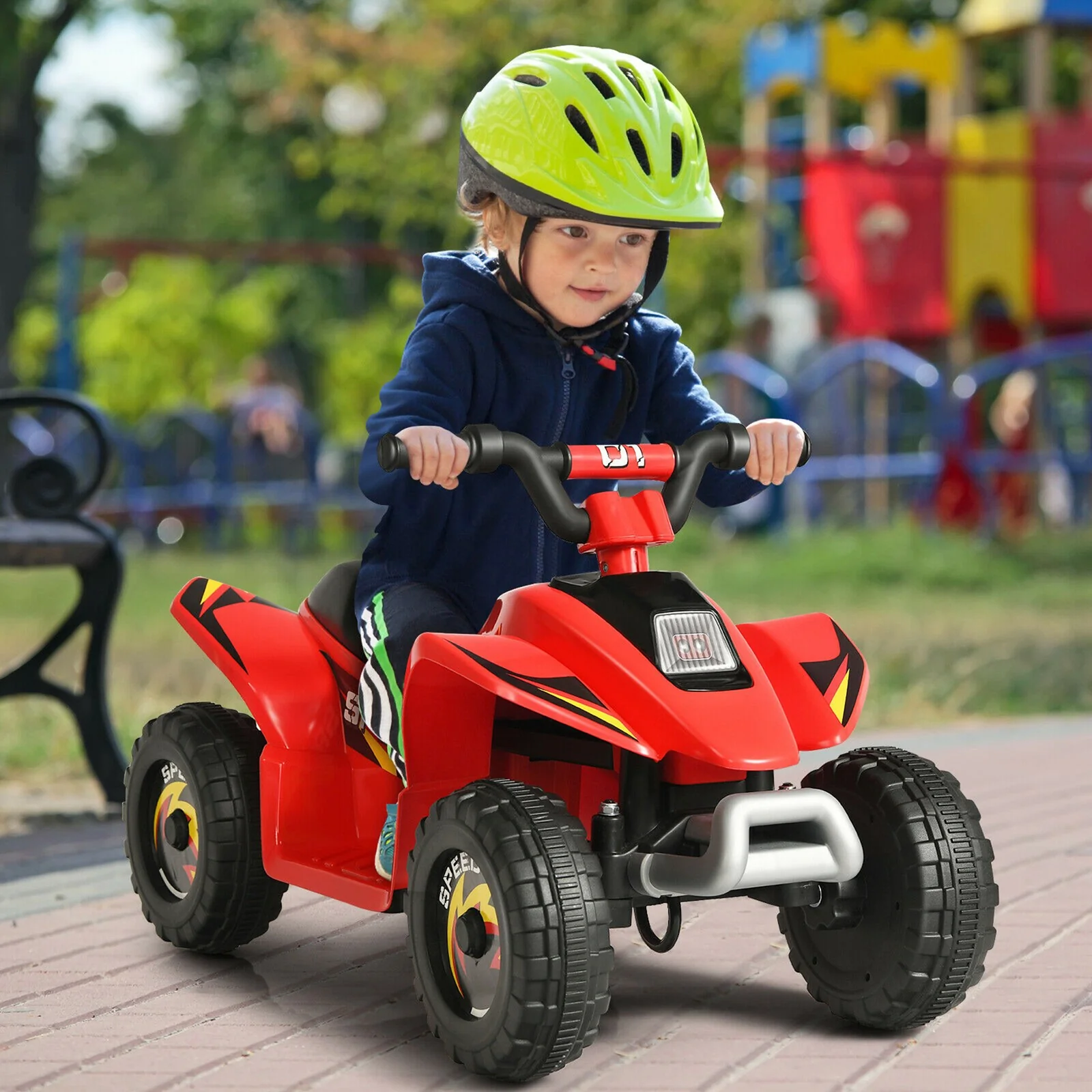 6V Kids Electric 4-Wheel Quad ATV Ride-On Toy with Forward and Reverse – Red - Image 3