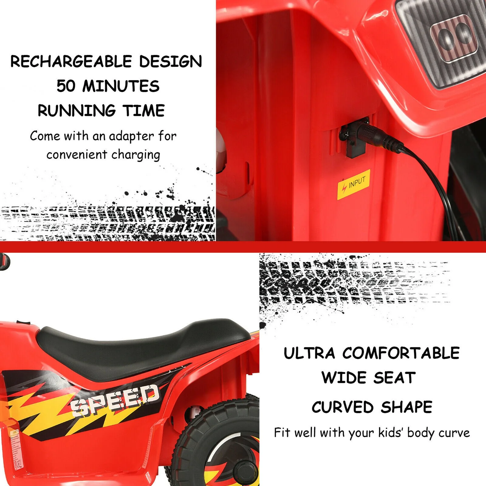 6V Kids Electric 4-Wheel Quad ATV Ride-On Toy with Forward and Reverse – Red - Image 9