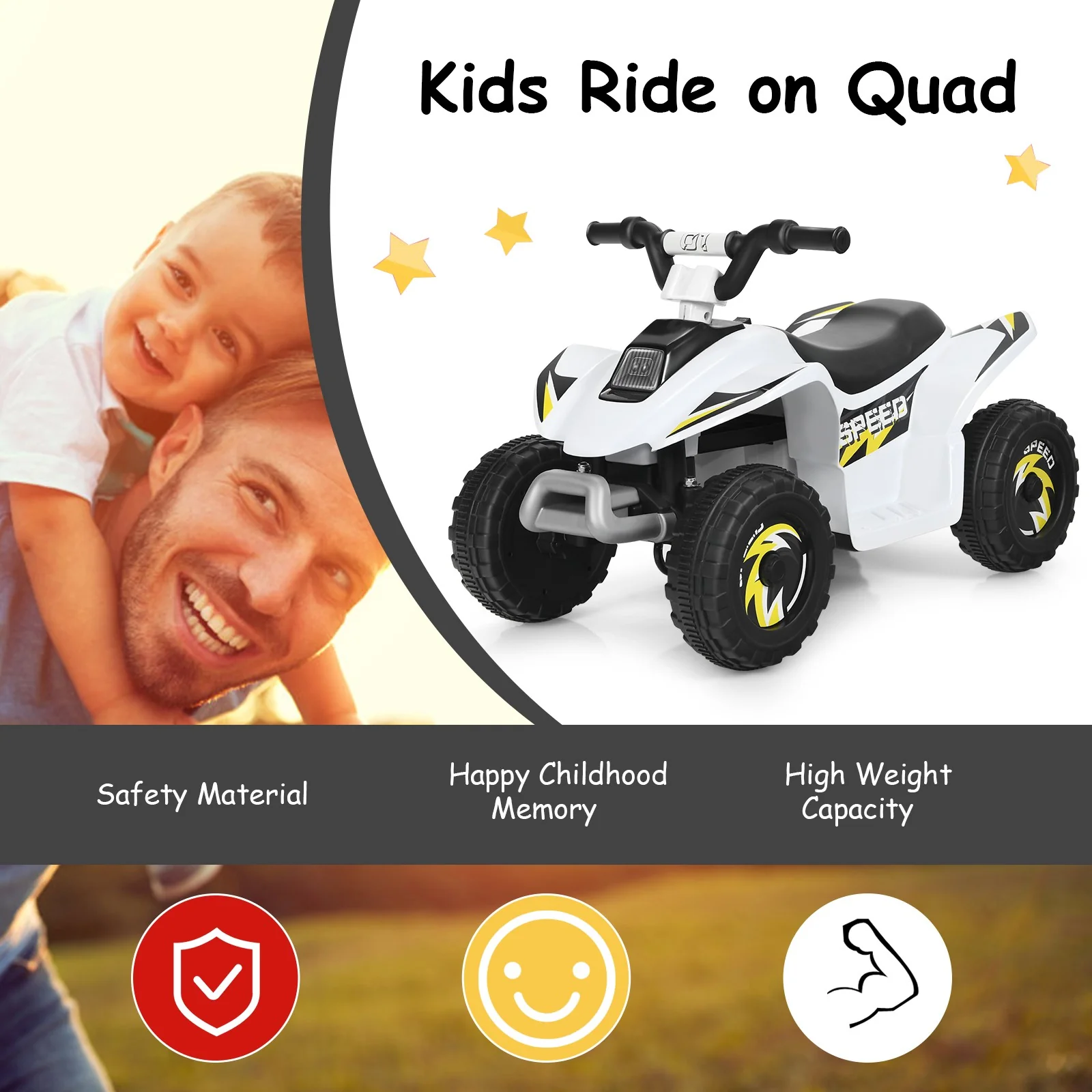 6V Electric Kids Quad ATV Ride-On Toy with 4 Wheels, Forward and Reverse, Music Features for Toddlers - Image 5