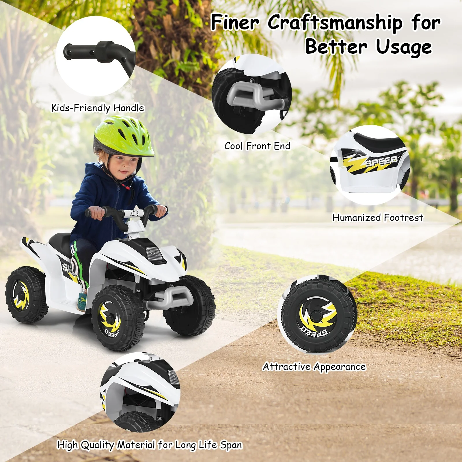 6V Electric Kids Quad ATV Ride-On Toy with 4 Wheels, Forward and Reverse, Music Features for Toddlers - Image 8