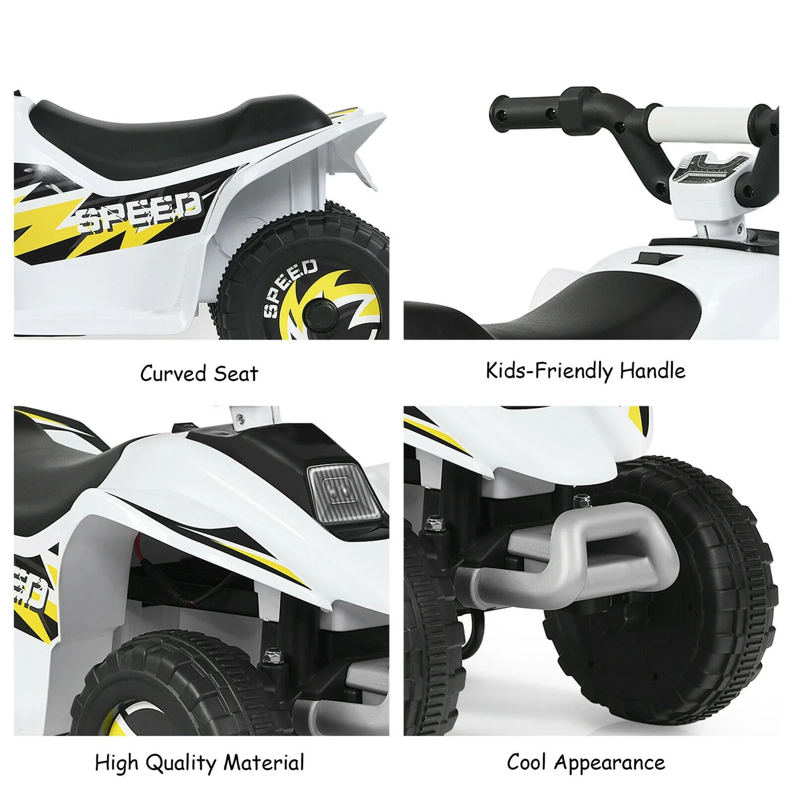 6V Kids Electric 4-Wheel Quad ATV Ride-On Toy with Forward and Reverse and Music for Toddlers - Image 10