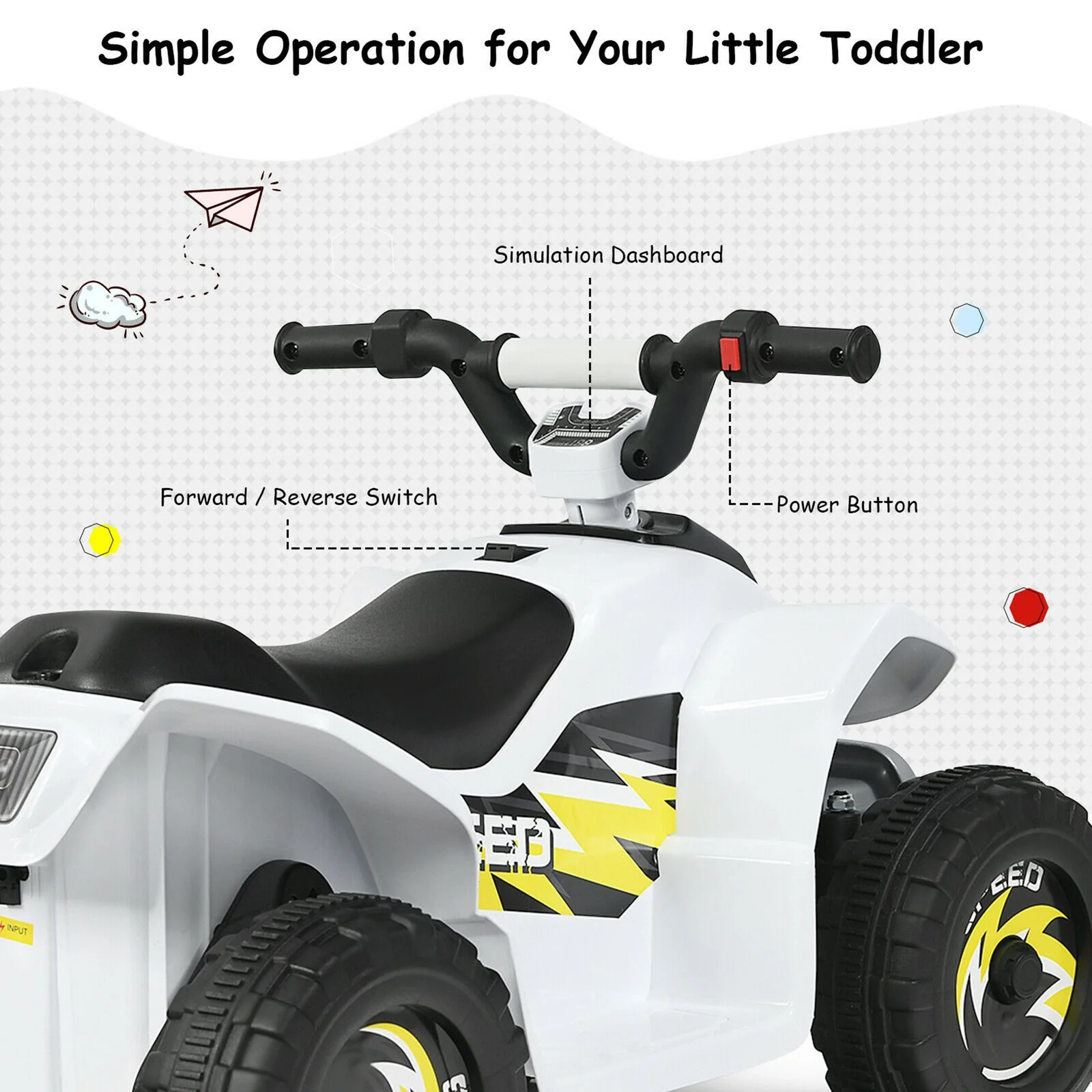 6V Kids Electric 4-Wheel Quad ATV Ride-On Toy with Forward and Reverse and Music for Toddlers - Image 7