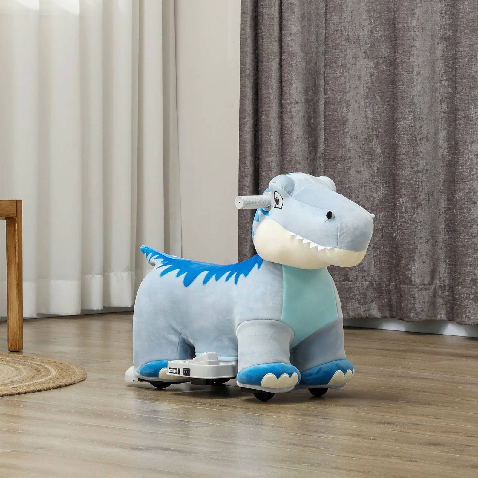 6V Kids Electric Ride-On Animal Toy with Music and Forward Motion Blue - Image 9