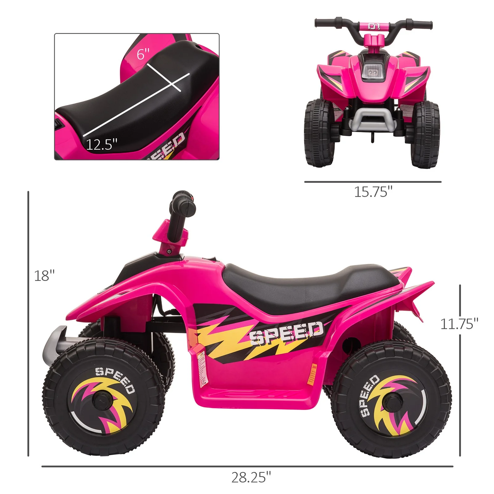 6V Pink Kids Electric Ride-On Car with Large Wheels for 18-36 Months - Image 2