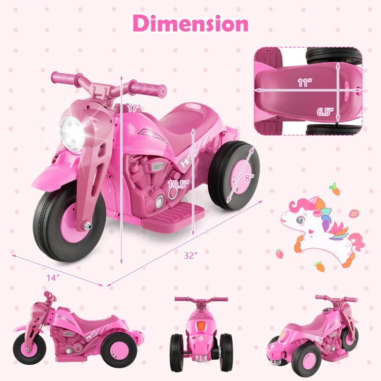 6V Kids Electric Ride-On Motorcycle with Bubble Maker and Music Toy - Image 4