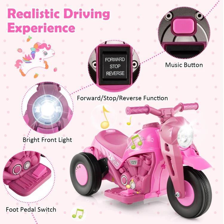 6V Kids Electric Ride-On Motorcycle with Bubble Maker and Music Toy - Image 8