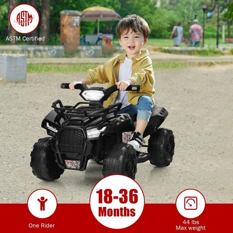 6V Kids Electric Ride On Quad Car with LED Lights and MP3 Player - Black - Image 10
