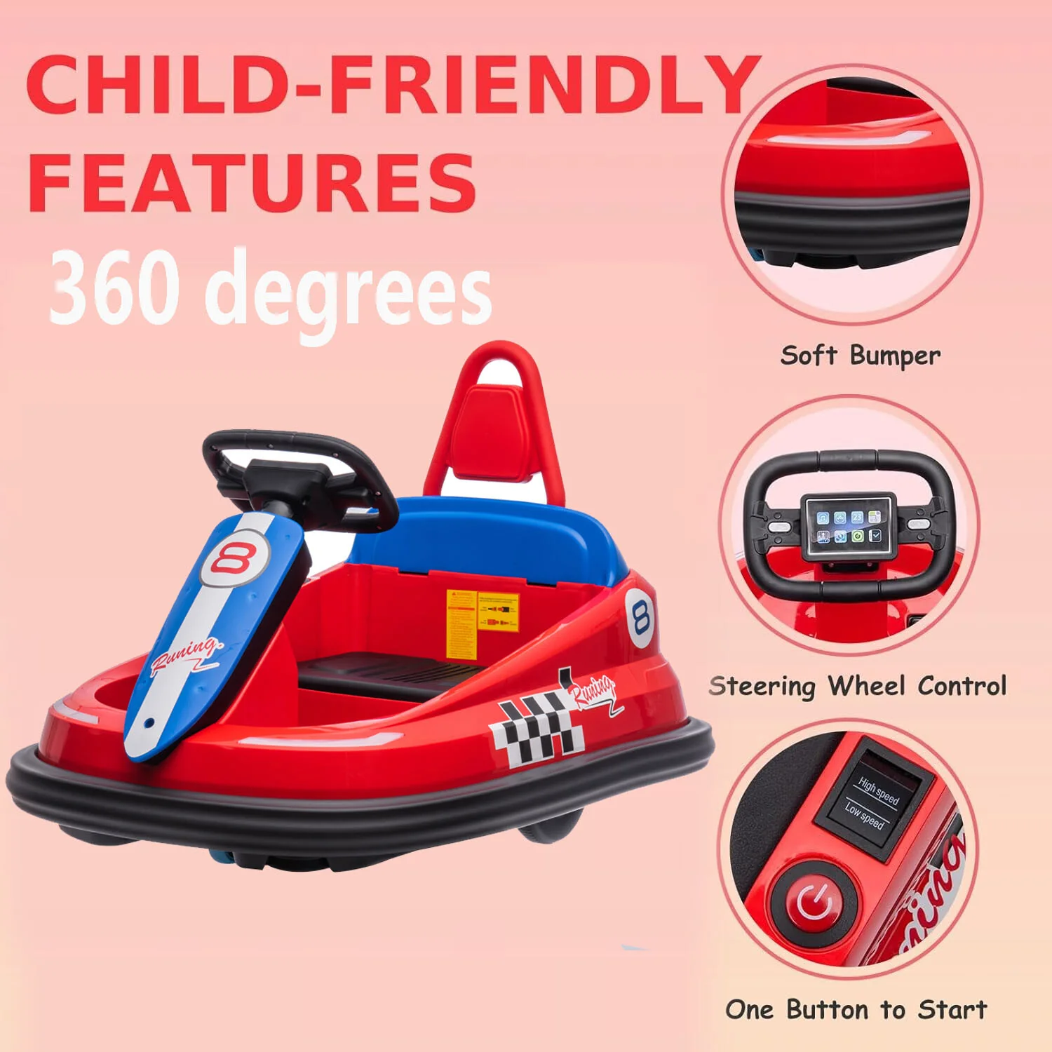 6V Electric Ride-On Bumper Car for Toddlers 3-8 Years with 360 Degree Spin - Image 8
