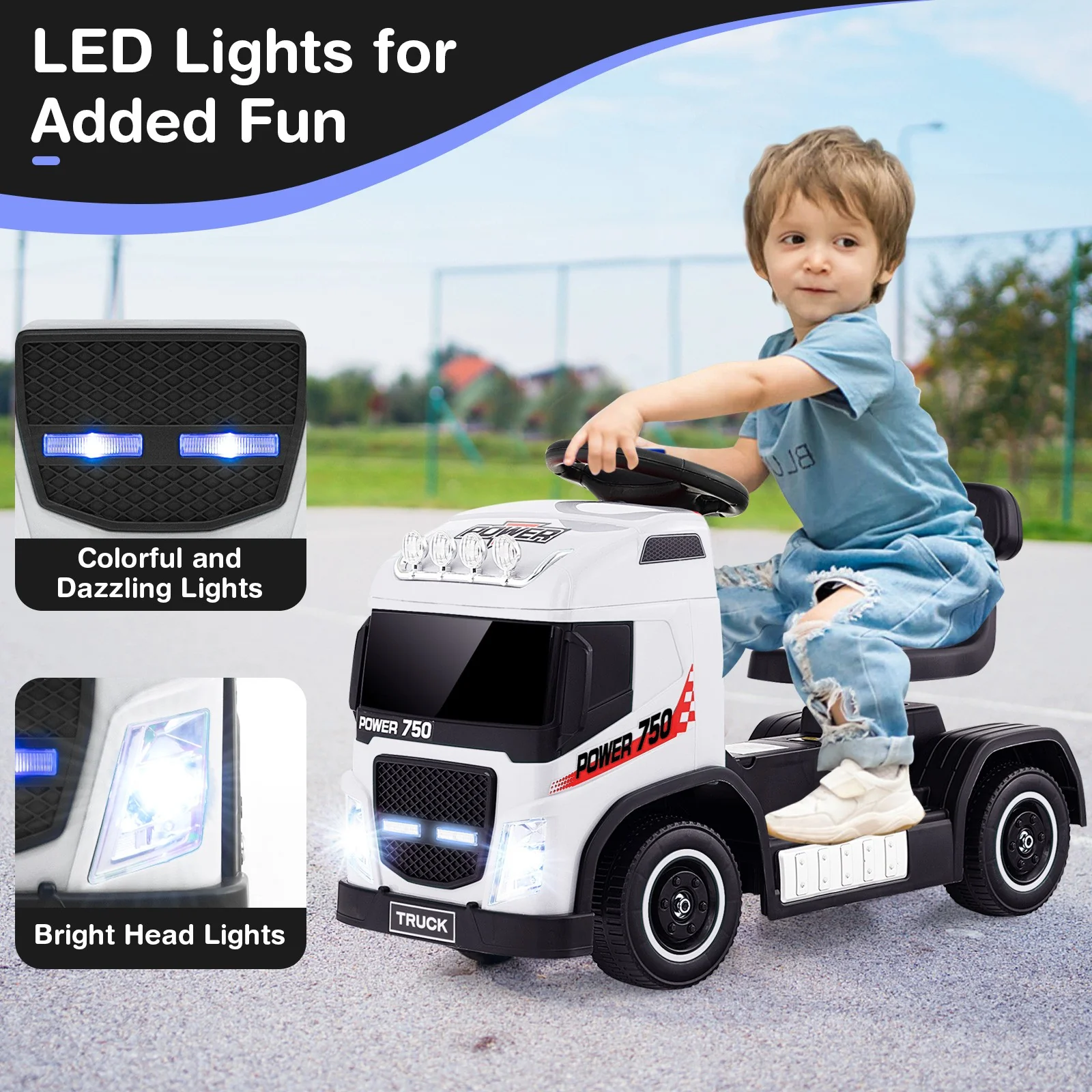 6V battery-powered kids electric ride-on truck with LED lights - Image 10