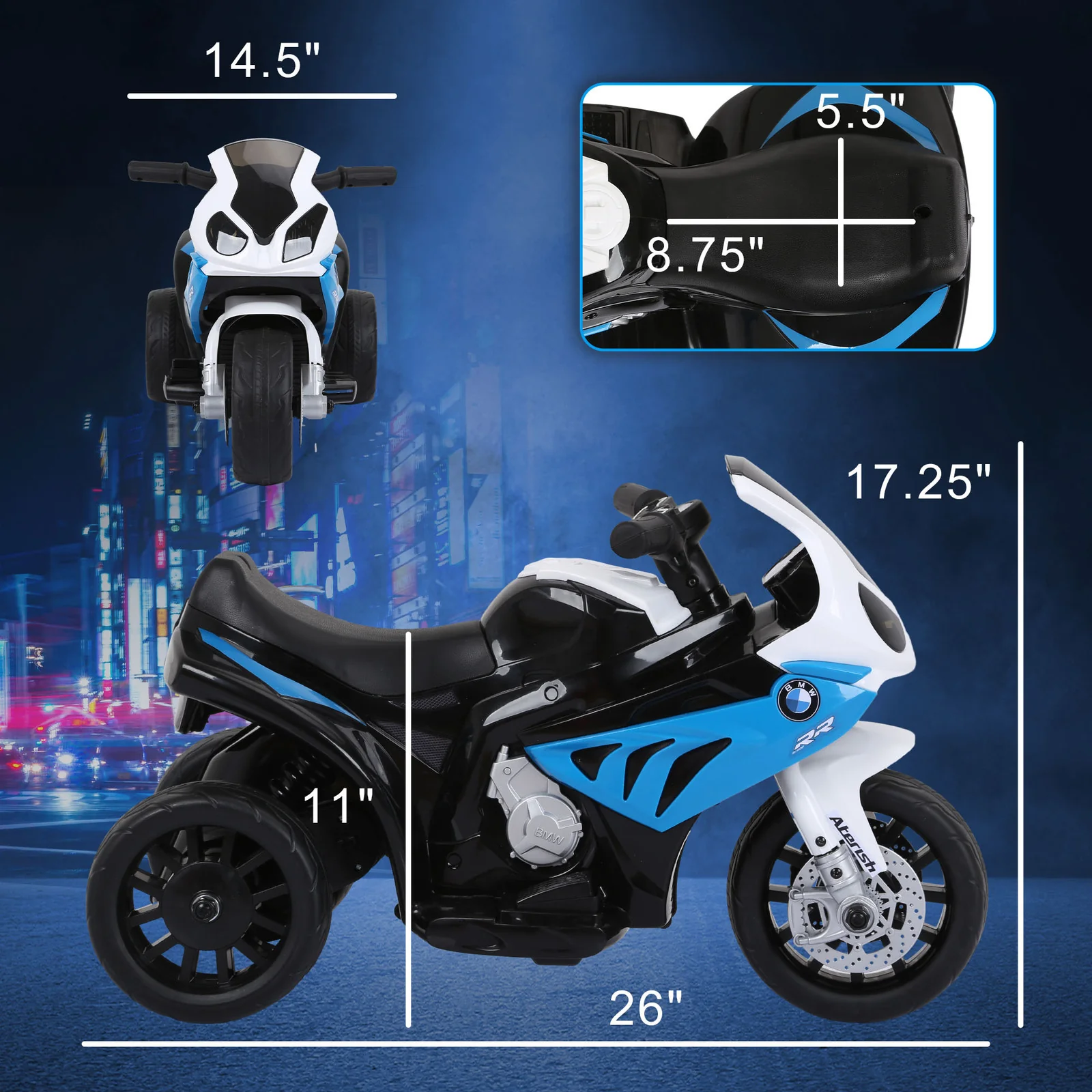 6V Kids Licensed BMW Motorcycle with Headlight and Music Blue - Image 2