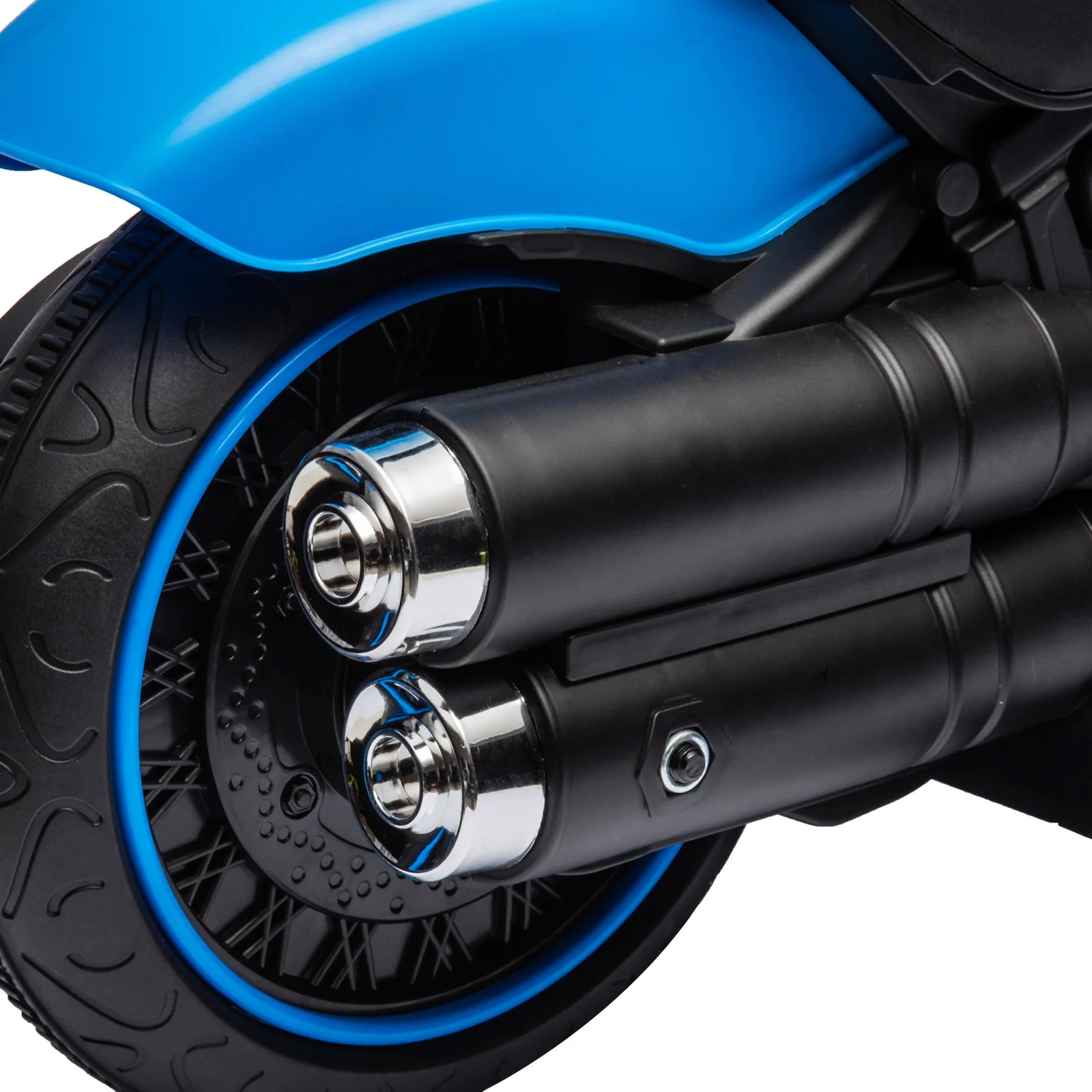 6V Kids Motorcycle with Training Wheels and Single Button Start Blue - Image 11