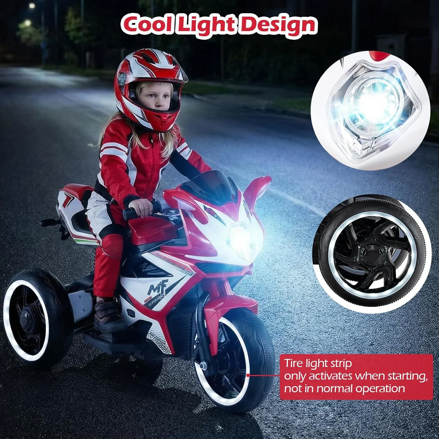 Electric 6V Kids Motorcycle with Reversible Drive, Headlight, Wheel Lighting, and Horn - Image 2
